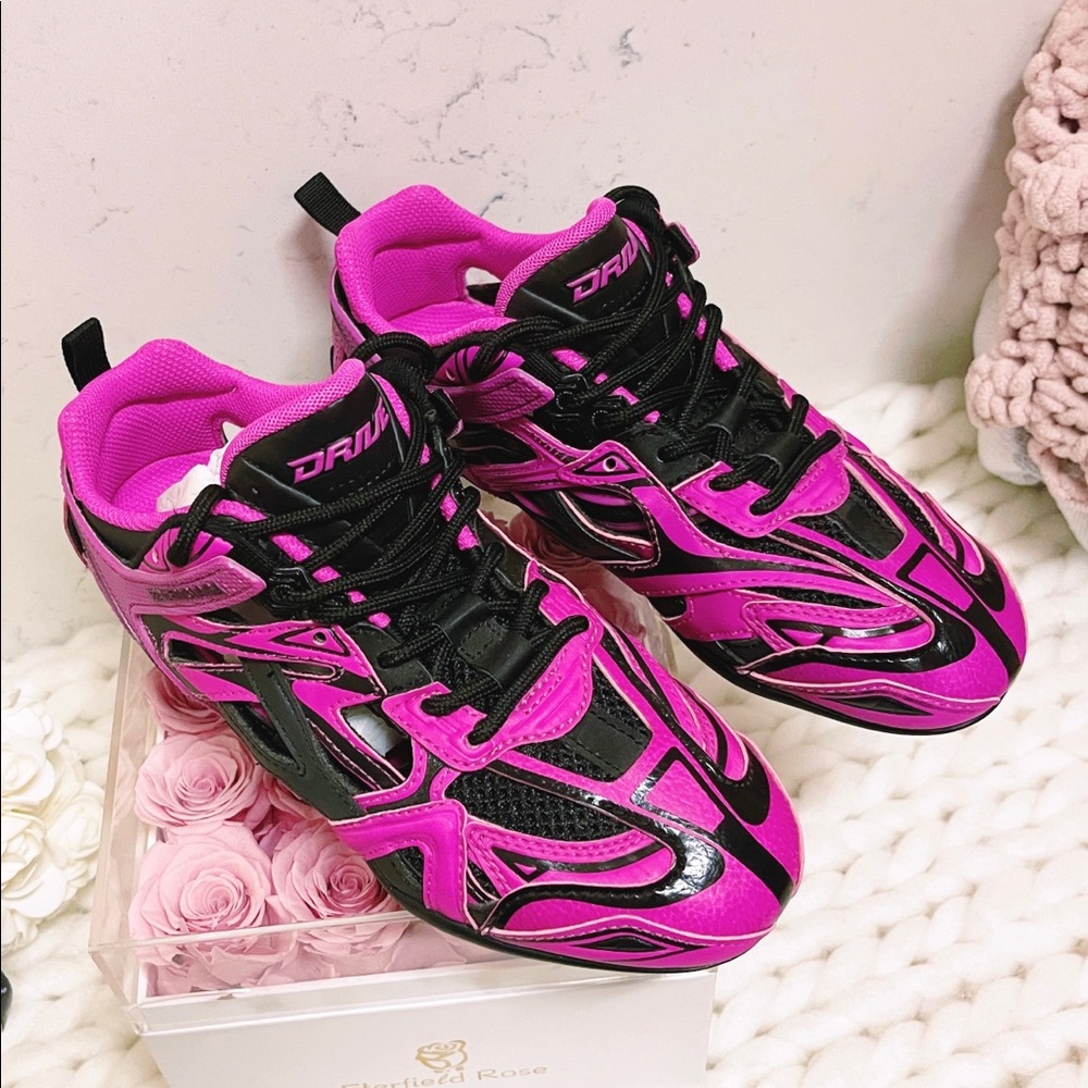 Authentic Balenciaga New Pink and Black Drive Sneakers - Picture 14 of 15